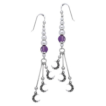 Celtic Knotwork Silver Crescent Moon Earrings TER100 - Jewelry